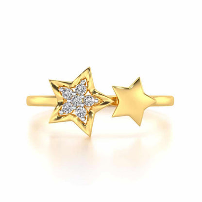 Hanging Star Silver Ring - Yellow Gold - Image 5