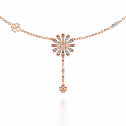 Happy Flower Silver Necklace - Rose Gold - Image 1