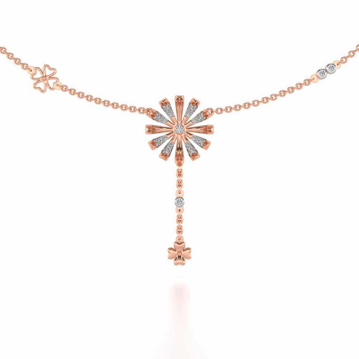 Happy Flower Silver Necklace - Rose Gold - Image 1