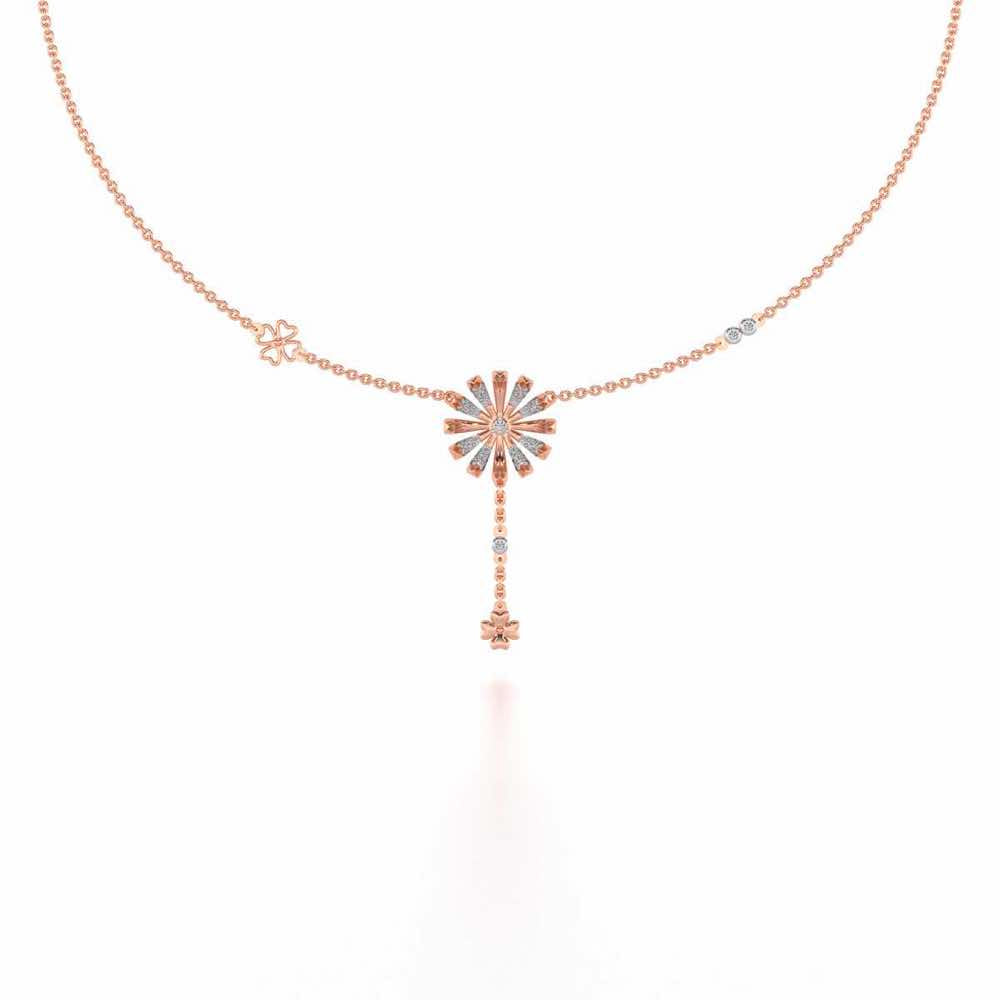 Happy Flower Silver Necklace - Rose Gold - Image 2