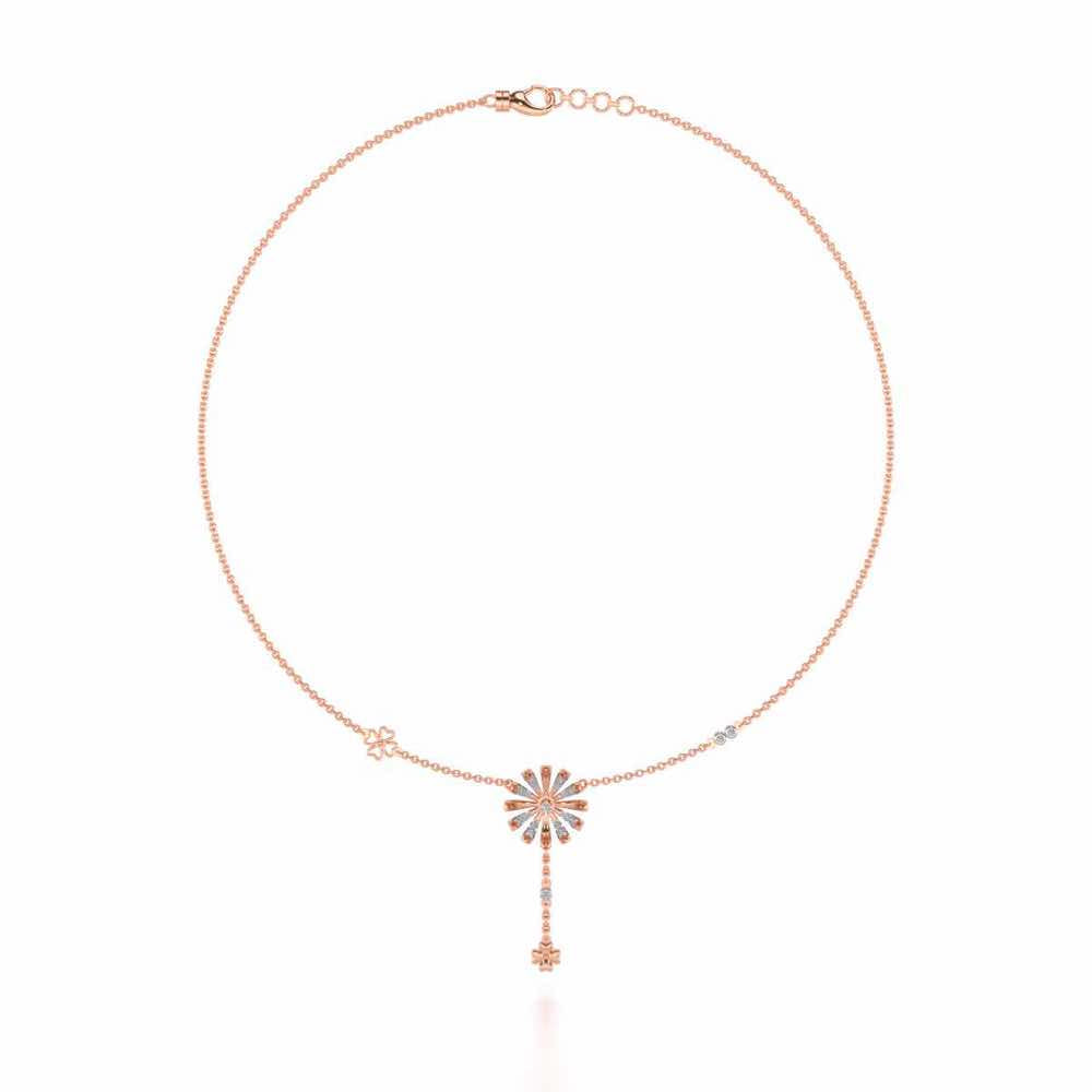 Happy Flower Silver Necklace - Rose Gold - Image 3