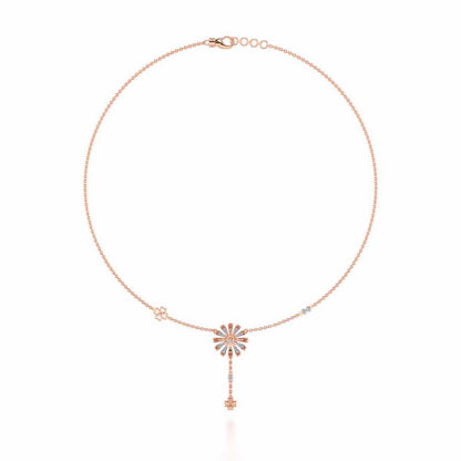 Happy Flower Silver Necklace - Rose Gold - Image 3