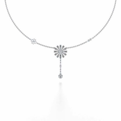 Happy Flower Silver Necklace - White Gold - Image 2