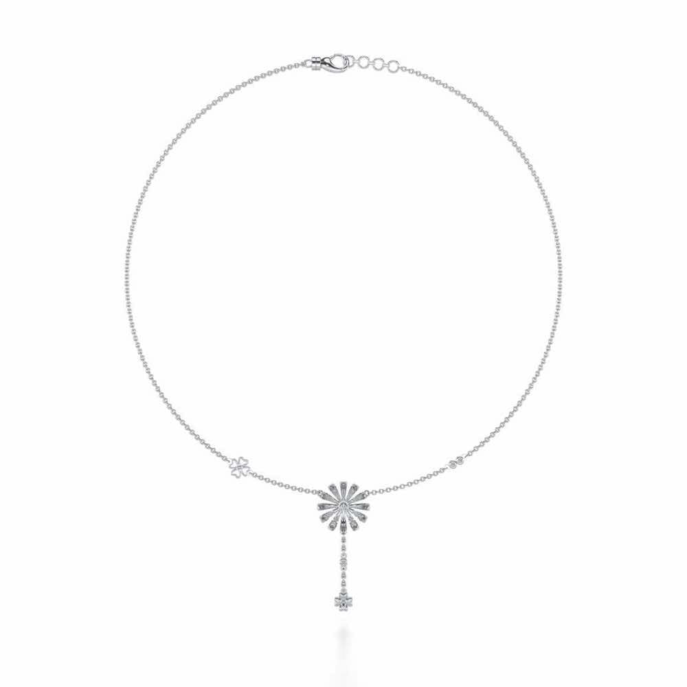 Happy Flower Silver Necklace - White Gold - Image 3