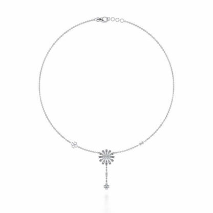 Happy Flower Silver Necklace - White Gold - Image 3