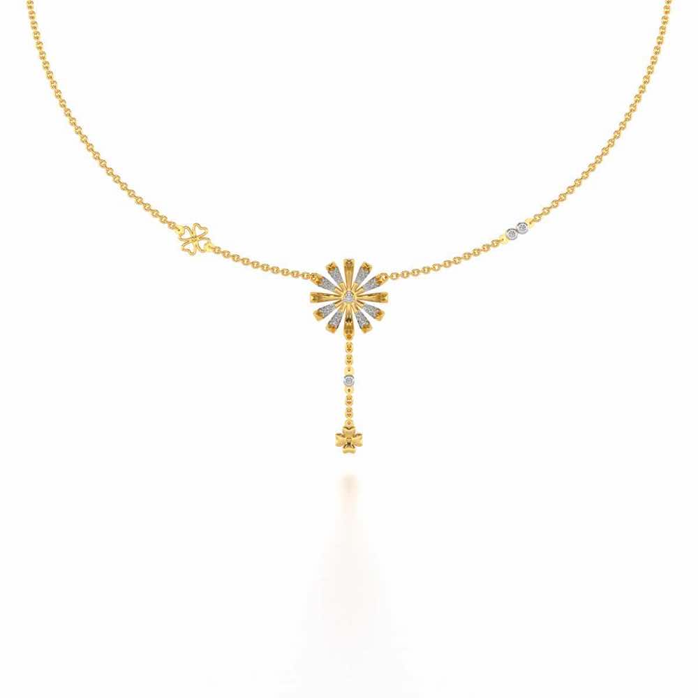Happy Flower Silver Necklace - Yellow Gold - Image 2