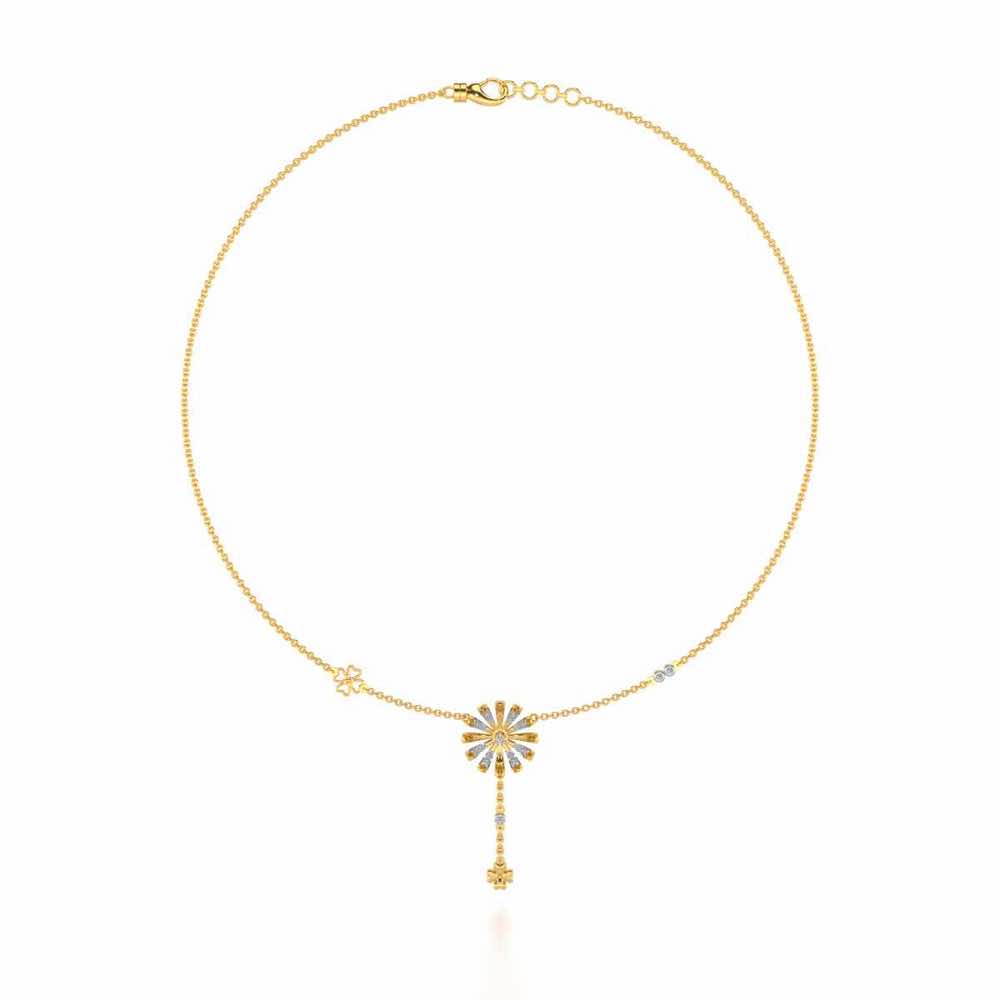 Happy Flower Silver Necklace - Yellow Gold - Image 3