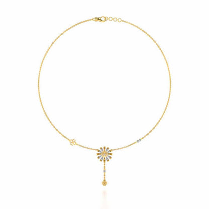 Happy Flower Silver Necklace - Yellow Gold - Image 3