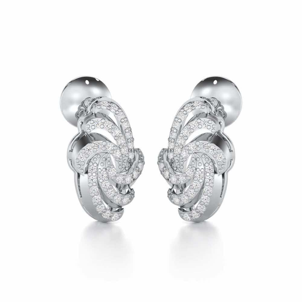 Harmonic Uplift Silver Earrings - White Gold - Image 2