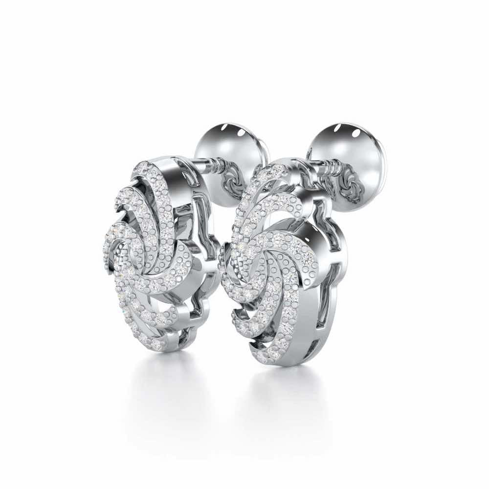 Harmonic Uplift Silver Earrings - White Gold - Image 3