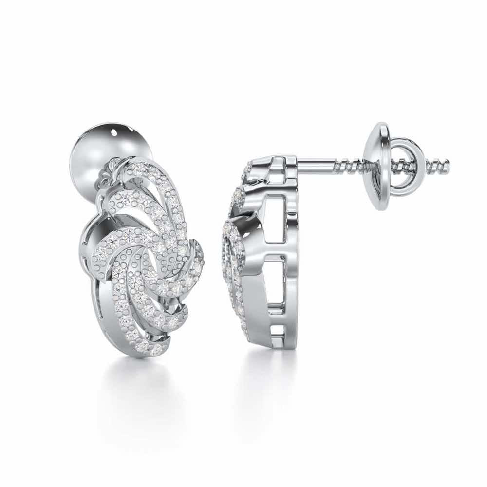 Harmonic Uplift Silver Earrings - White Gold - Image 4