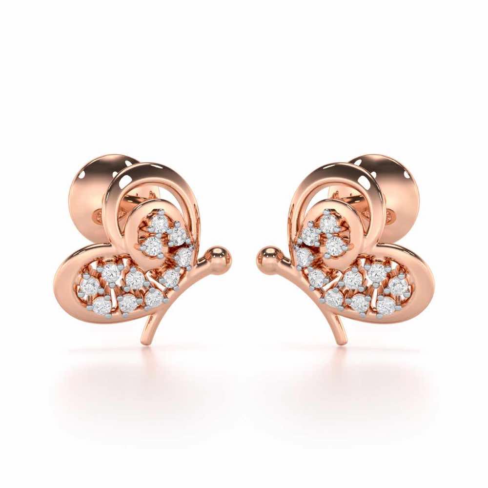 Harmonious Flight Silver Stud Earrings - Rose Gold - Image 1