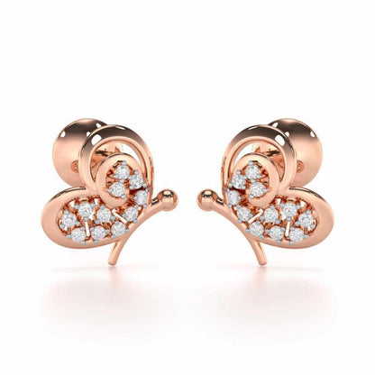 Harmonious Flight Silver Stud Earrings - Rose Gold - Image 1