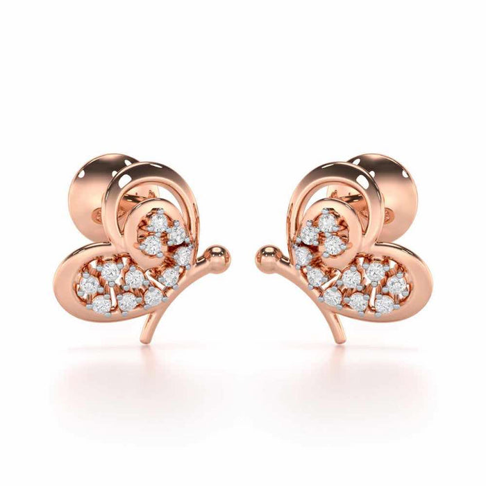 Harmonious Flight Silver Stud Earrings - Rose Gold - Image 1