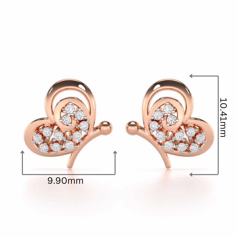 Harmonious Flight Silver Stud Earrings - Rose Gold - Image 2