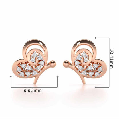 Harmonious Flight Silver Stud Earrings - Rose Gold - Image 2