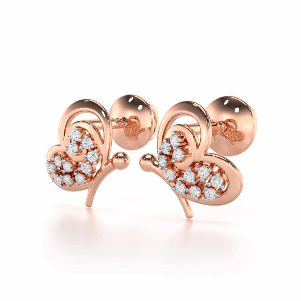 Harmonious Flight Silver Stud Earrings - Rose Gold - Image 3