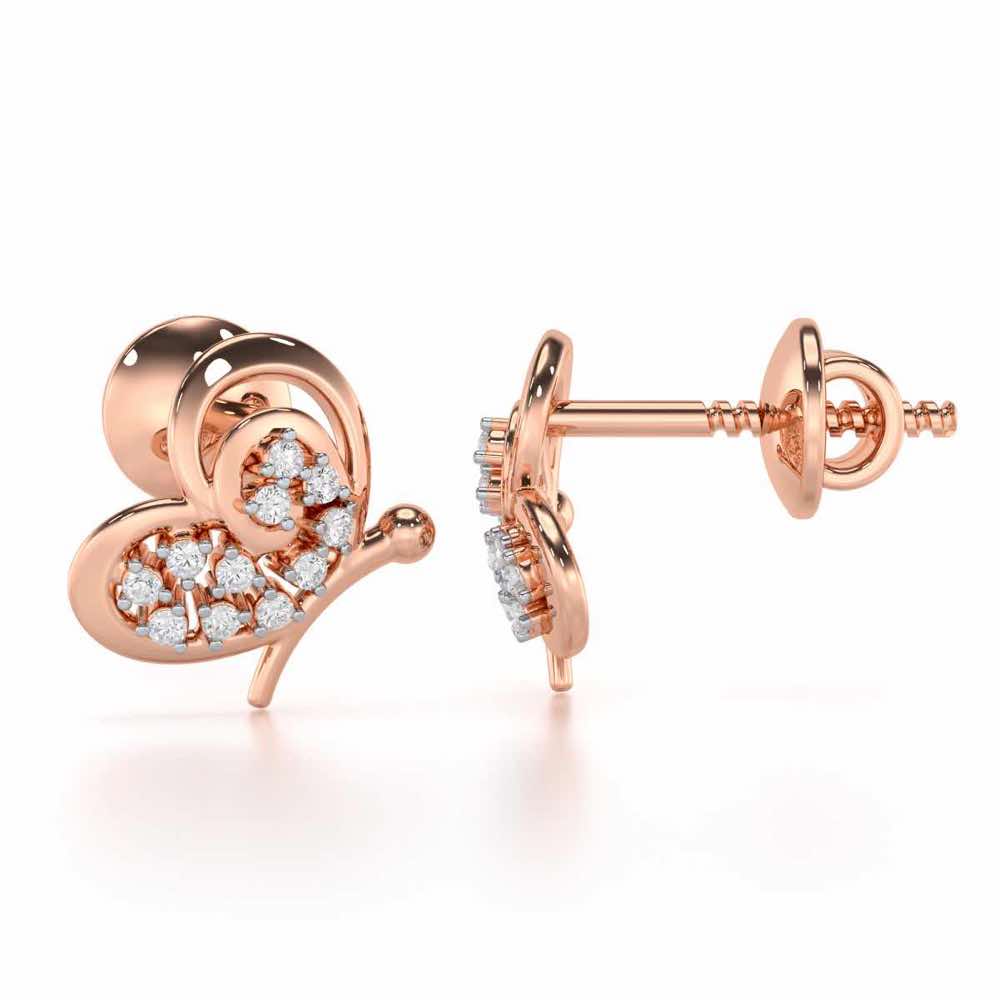 Harmonious Flight Silver Stud Earrings - Rose Gold - Image 4