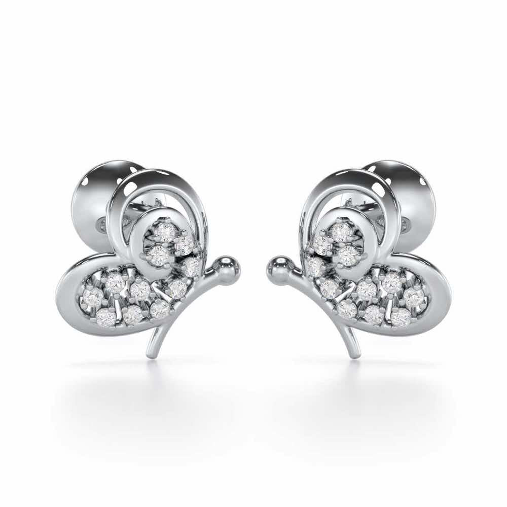 Harmonious Flight Silver Stud Earrings - White Gold - Image 1