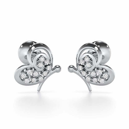 Harmonious Flight Silver Stud Earrings - White Gold - Image 1