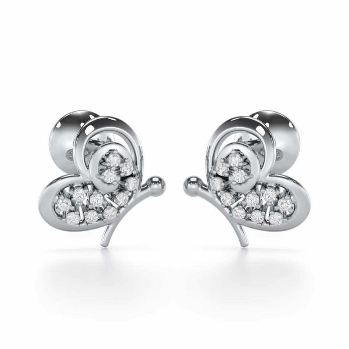 Harmonious Flight Silver Stud Earrings - White Gold - Image 1