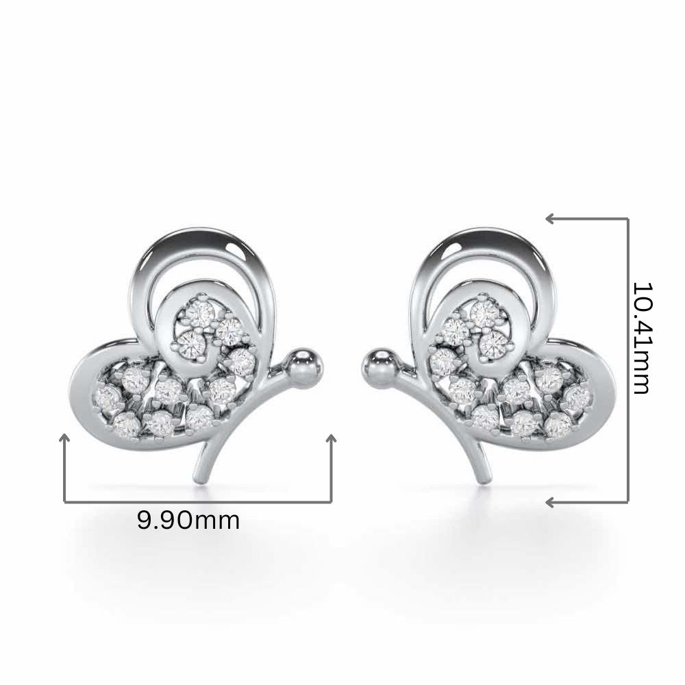 Harmonious Flight Silver Stud Earrings - White Gold - Image 2
