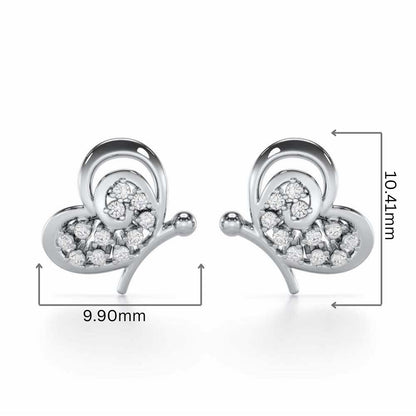 Harmonious Flight Silver Stud Earrings - White Gold - Image 2