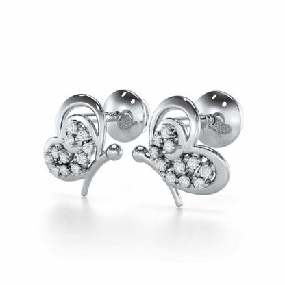 Harmonious Flight Silver Stud Earrings - White Gold - Image 3