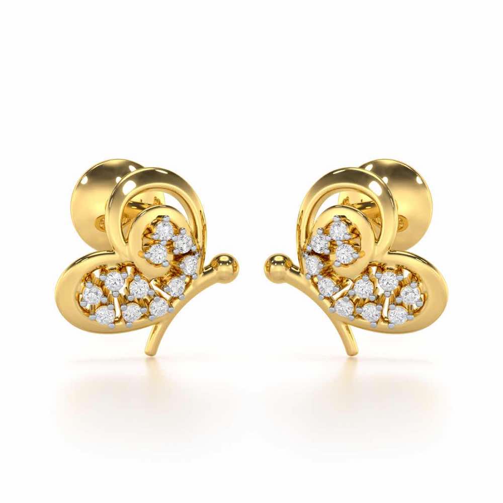 Harmonious Flight Silver Stud Earrings - Yellow Gold - Image 1
