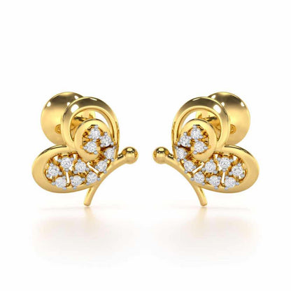 Harmonious Flight Silver Stud Earrings - Yellow Gold - Image 1