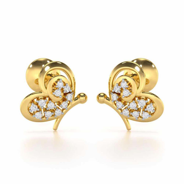 Harmonious Flight Silver Stud Earrings - Yellow Gold - Image 1