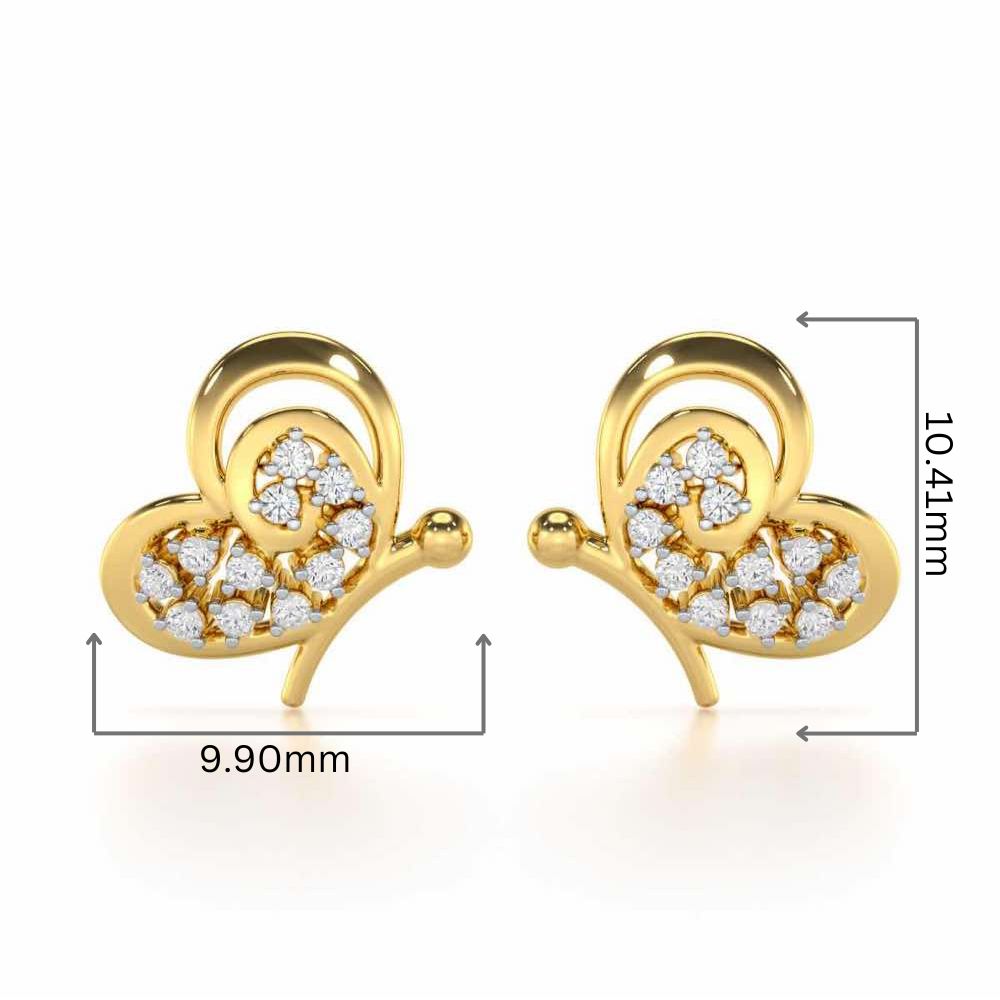 Harmonious Flight Silver Stud Earrings - Yellow Gold - Image 2