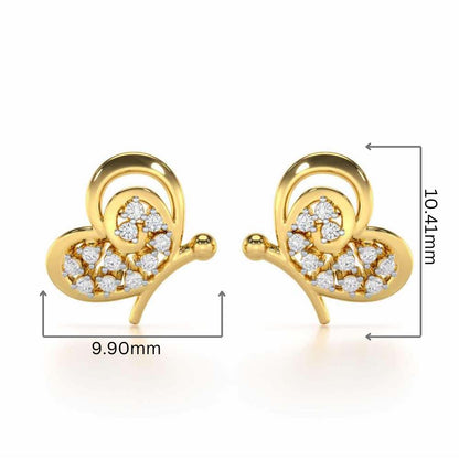 Harmonious Flight Silver Stud Earrings - Yellow Gold - Image 2