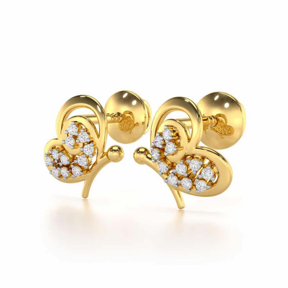 Harmonious Flight Silver Stud Earrings - Yellow Gold - Image 3