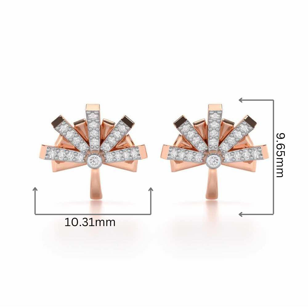 Harmonious Harmony Silver Stud Earrings - Rose Gold - Image 2
