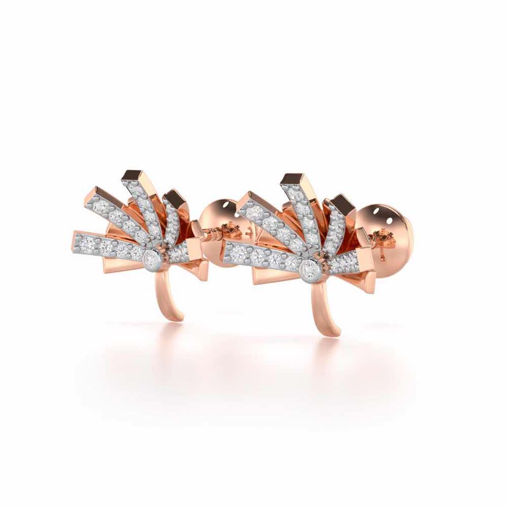 Harmonious Harmony Silver Stud Earrings - Rose Gold - Image 3