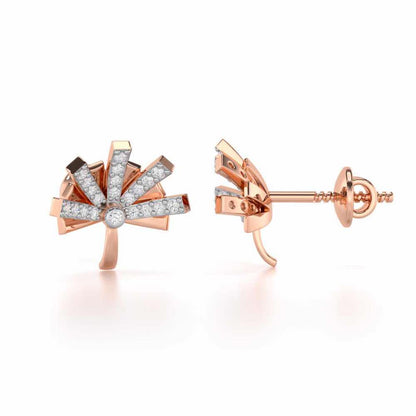 Harmonious Harmony Silver Stud Earrings - Rose Gold - Image 4