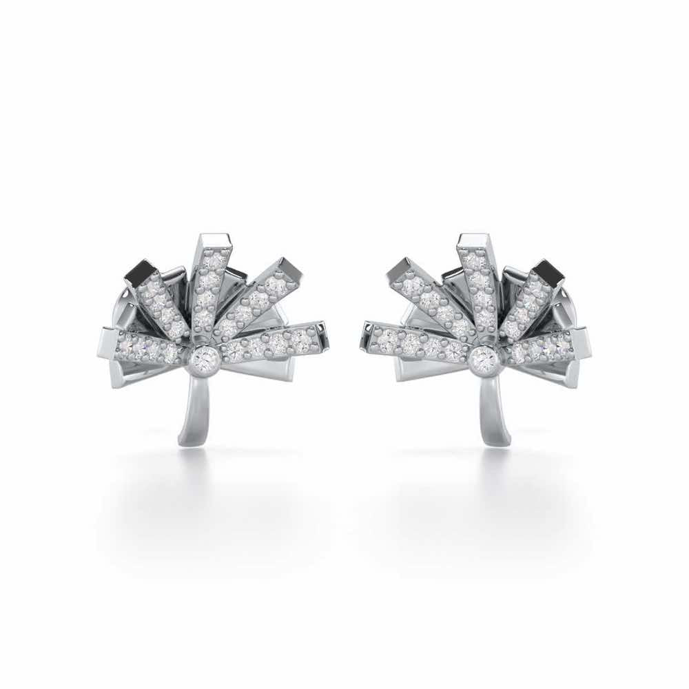 Harmonious Harmony Silver Stud Earrings - White Gold - Image 1