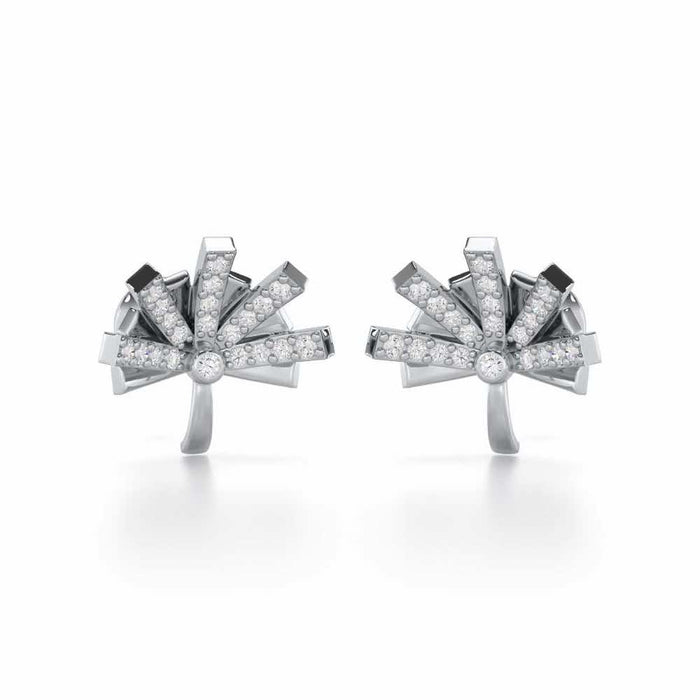 Harmonious Harmony Silver Stud Earrings - White Gold - Image 1