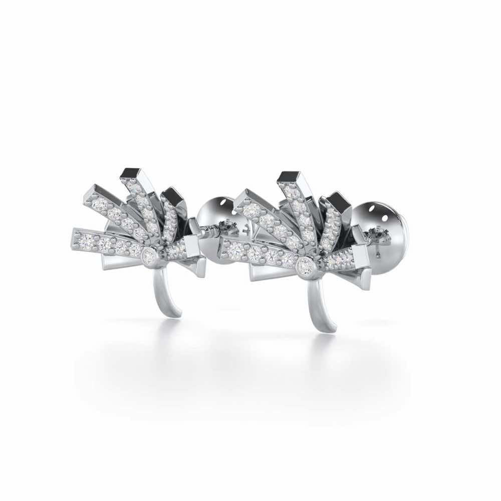 Harmonious Harmony Silver Stud Earrings - White Gold - Image 3