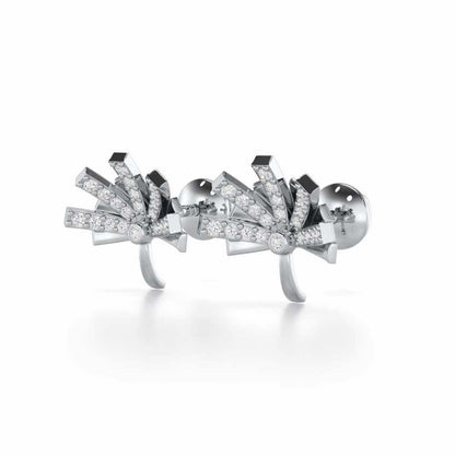 Harmonious Harmony Silver Stud Earrings - White Gold - Image 3
