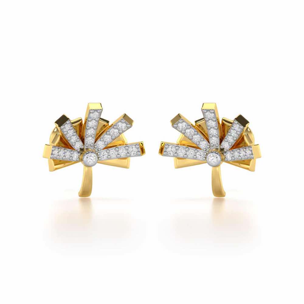 Harmonious Harmony Silver Stud Earrings - Yellow Gold - Image 1
