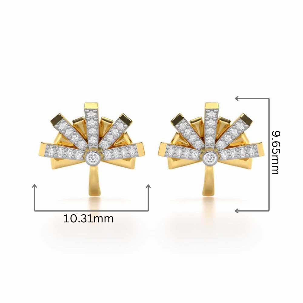 Harmonious Harmony Silver Stud Earrings - Yellow Gold - Image 2