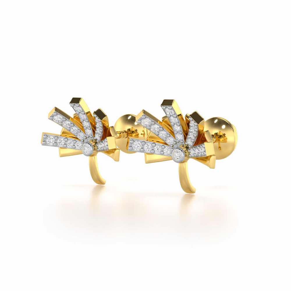 Harmonious Harmony Silver Stud Earrings - Yellow Gold - Image 3