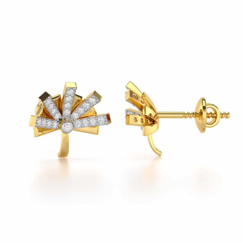 Harmonious Harmony Silver Stud Earrings - Yellow Gold - Image 4