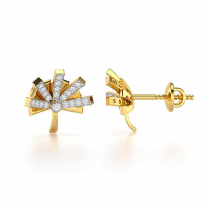 Harmonious Harmony Silver Stud Earrings - Yellow Gold - Image 4