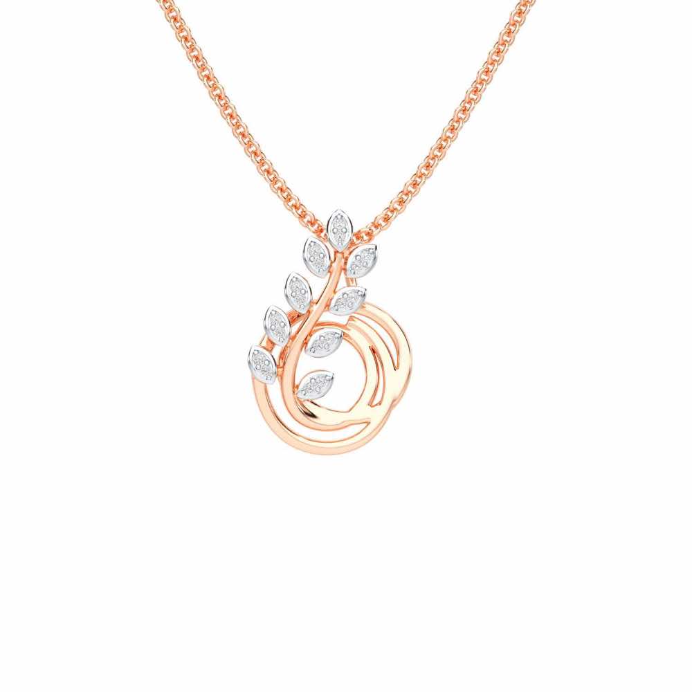 Harmony leaves Silver Pendant - Rose Gold - Image 1