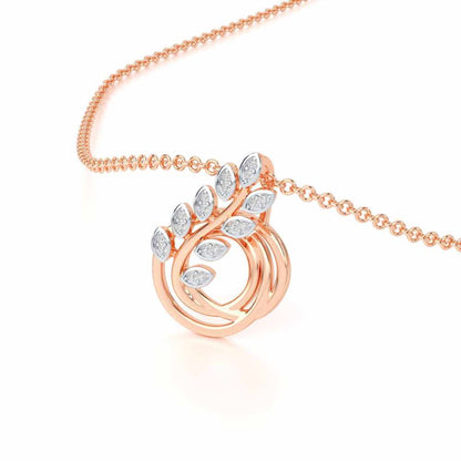 Harmony leaves Silver Pendant - Rose Gold - Image 2