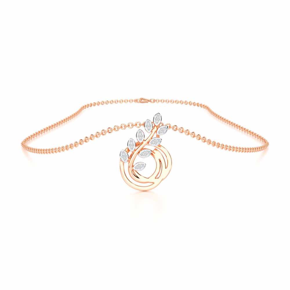 Harmony leaves Silver Pendant - Rose Gold - Image 3