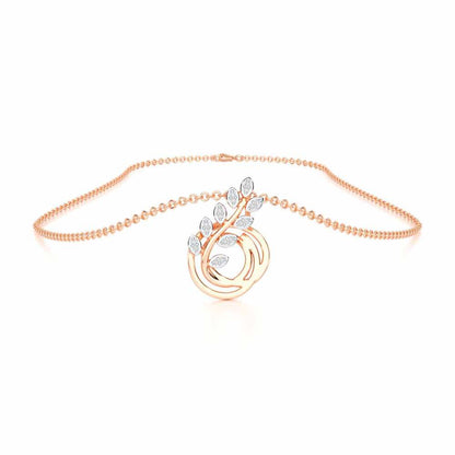 Harmony leaves Silver Pendant - Rose Gold - Image 3